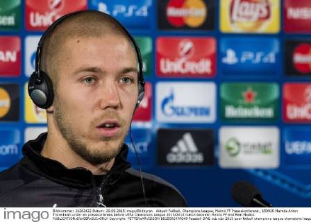 Aktuell Fußball, Champions League, Malmö FF Pressekonferenz , 150929 Malmös Anton Tinnerholm under en presskonferens before UEFA Champions League 2015 2016 match between Malmö FF and Real Madrid.  Copyright: PETTERxARVIDSON BB150929PA049