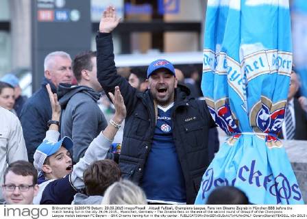 Aktuell Fußball, Champions League, Fans von Dinamo Zagreb in München BBB before the match having fun in the city 29.09.2015., Muenchen, Germany - The Dinamo fans on the eve of the second round of Group F of the Champions League match between FC Bayern - GNK Dinamo having fun in the city center.  GoranxStanzl PIXSELL