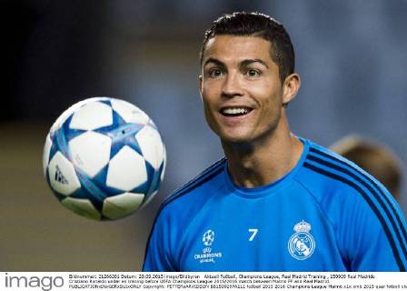 Aktuell Fußball, Champions League, Real Madrid Training , 150929 Real Madrids Cristiano Ronaldo under en träning before UEFA Champions League 2015 2016 match between Malmö FF and Real Madrid.  Copyright: PETTERxARVIDSON BB150929PA111