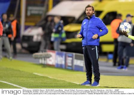 Aktuell Fußball, Champions League, Zenit St. Petersburg - KAA Gent - SAINT PETERSBURG, RUSSIA: Zenit s head coach Andre Villas-Boas pictured during the game between Belgian first league soccer team KAA Gent and Russian Zenit, second game in the group stage of the Uefa Champions League competition, Tuesday 29 September 2015, in the Petrovsky stadium in Saint Petersburg, Russia. YORICKxJANSENS  x04710606x