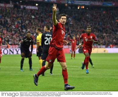 29.09.2015, Fussball, Saison 2015 2016, Champions League, 2015 16, Vorrunde, FC Bayern München - Dinamo Zagreb, Jubel Robert Lewandowski (Bayern Muenchen)