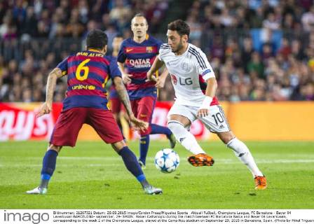 Aktuell Fußball, Champions League, FC Barcelona - Bayer 04 Leverkusen BARCELONA- september, 29- SPAIN: Hakan Calhanoglu during the match beetwen FC Barcelona Barca and Bayer 04 Leverkusen, corresponding to the week 2 of the Champions League, played at the Camp Nou stadium on September 29, 2015 in Barcelona, Spain. (Photo by Mikel Trigueros Urbanandsport Cordon Press) 