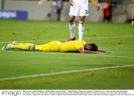 Aktuell Fußball, Champions League, Maccabi Tel Aviv - Dynamo Kiew Eden Ben Basat of Maccabi Tel Aviv during the UEFA Chanmpions League group G match between Maccabi Tel-Aviv FC and Dynamo Kyiv at the Sammy Ofer Stadium Hifa- Israel on September 29, 2015 nir keidar 