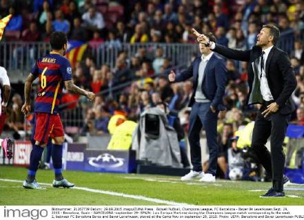 Aktuell Fußball, Champions League, FC Barcelona - Bayer 04 Leverkusen Sept. 29, 2015 - Barcelona, Spain - BARCELONA -september 29- SPAIN: Luis Enrique Martinez during the Champions League match corresponding to the week 2, between FC Barcelona Barca and Bayer Leverkusen, played at the Camp Nou on september 29, 2015. Photo: UEFA: Barcelona and Bayer Leverkusen  - ZUMAn230