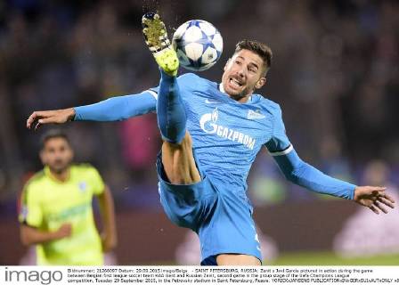 - SAINT PETERSBURG, RUSSIA: Zenit s Javi Garcia pictured in action during the game between Belgian first league soccer team KAA Gent and Russian Zenit, second game in the group stage of the Uefa Champions League competition, Tuesday 29 September 2015, in the Petrovsky stadium in Saint Petersburg, Russia. YORICKxJANSENS  x04710684x