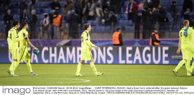 - SAINT PETERSBURG, RUSSIA: Gent s Sven Kums pictured after the game between Belgian first league soccer team KAA Gent and Russian Zenit, second game in the group stage of the Uefa Champions League competition, Tuesday 29 September 2015, in the Petrovsky stadium in Saint Petersburg, Russia. YORICKxJANSENS  x04710713x