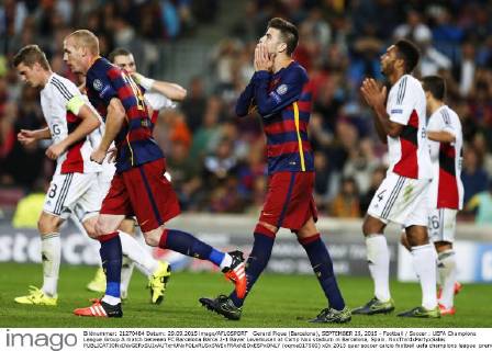 Gerard Pique (Barcelona), SEPTEMBER 29, 2015 - Football Soccer : UEFA Champions League Group A match between FC Barcelona Barca 2-1 Bayer Leverkusen at Camp Nou stadium in Barcelona, Spain. NoxThirdxPartyxSales  (oqma017500)
