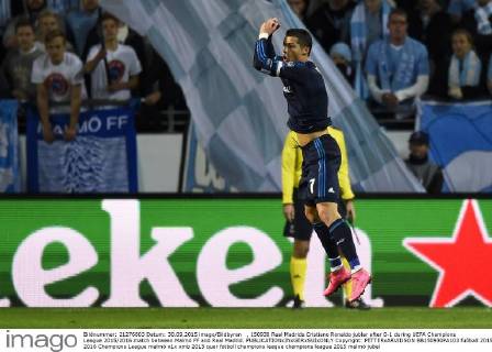 , 150930 Real Madrids Cristiano Ronaldo jublar efter 0-1 during UEFA Champions League 2015 2016 match between Malmö FF and Real Madrid. Copyright: PETTERxARVIDSON BB150930PA103