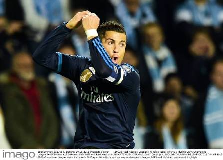 , 150930 Real Madrids Cristiano Ronaldo jublar efter 0-1 during UEFA Champions League 2015 2016 match between Malmö FF and Real Madrid. Copyright: LUDVIGxTHUNMAN BB150930LT028