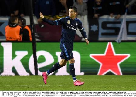 , 150930 Real Madrids Cristiano Ronaldo jublar efter 0-1 during UEFA Champions League 2015 2016 match between Malmö FF and Real Madrid. Copyright: PETTERxARVIDSON BB150930PA107