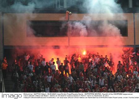 SUPPORTERS BENFICA. Round 2 of the CHAMPIONS league soccer match between Atletico de Madrid - Benfica at the Vicente Calderon estadium Madrid - Spain by September 30 2015. 