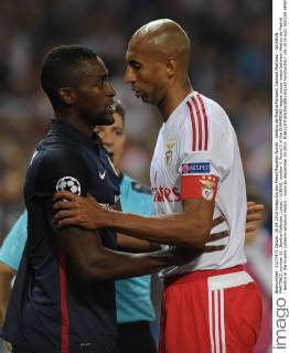 Atletico de Madrid Forward, Jackson Martinez - JACKSON MARTINEZ, number 11 . Benfica Defender, Luisao - LUISAO, number 4. Round 2 of the CHAMPIONS league soccer match between Atletico de Madrid - Benfica at the Vicente Calderon estadium Madrid - Spain by September 30 2015. 