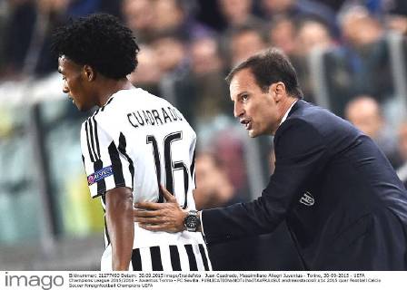 Juan Cuadrado, Massimiliano Allegri Juventus - Torino, 30-09-2015 - UEFA Champions League 2015 2016 - Juventus Torino - FC Sevilla. andreaxstaccioli
