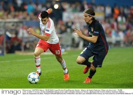 Atletico de Madrid Defender, Filipe Luís Karsmirski - FILIPE LUIS, number 3. Round 2 of the CHAMPIONS league soccer match between Atletico de Madrid - Benfica at the Vicente Calderon estadium Madrid - Spain by September 30 2015. 