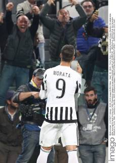 Sept. 30, 2015 - Turin, Italy - Juventus forward Alvaro Morata (9) celebrates after scoring his goal during the Uefa Champions League group stage football match n2 JUVENTUS - SEVILLA on 30 09 15 at the Juventus Stadium in Turin, Italy. Juventus v Sevilla, UEFA Champions League - ZUMAn230