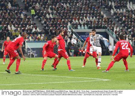 Sept. 30, 2015 - Turin, Italy - Juventus forward Alvaro Morata (9) in action during the Uefa Champions League group stage football match n2 JUVENTUS - SEVILLA on 30 09 15 at the Juventus Stadium in Turin, Italy. Juventus v Sevilla, UEFA Champions League - ZUMAn230
