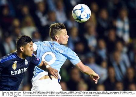 , 150930 Malmö FFs Markus Rosenberg during UEFA Champions League 2015 2016 match between Malmö FF and Real Madrid. Copyright: LUDVIGxTHUNMAN BB150930LT038