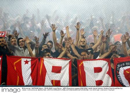 UEFA Champions League 2015 2016 match played between Atletico Madrid and Benfica Lisbon. In this picture, Benfica fans. xFOTOxCHEMAxREYx 