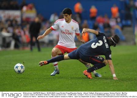 Aktuell Fußball, Champions League, Atletico Madrid - Benfica Lissabon Atletico de Madrid Defender, Filipe Luís Karsmirski - FILIPE LUIS, number 3. Round 2 of the CHAMPIONS league soccer match between Atletico de Madrid - Benfica at the Vicente Calderon estadium Madrid - Spain by September 30 2015. 