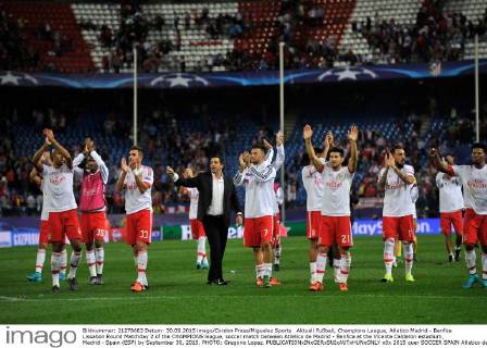 Aktuell Fußball, Champions League, Atletico Madrid - Benfica Lissabon Round Matchday 2 of the CHAMPIONS league, soccer match between Atletico de Madrid - Benfica at the Vicente Calderon estadium, Madrid - Spain (ESP) by September 30, 2015. PHOTO: Gregorio Lopez. 