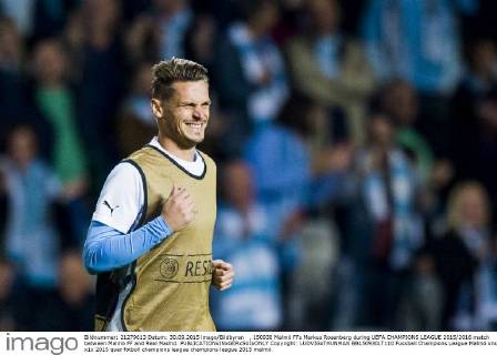 , 150930 Malmö FFs Markus Rosenberg during UEFA CHAMPIONS LEAGUE 2015 2016 match between Malmö FF and Real Madrid. Copyright: LUDVIGxTHUNMAN BB150930LT110