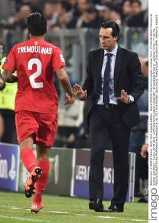 Aktuell Fußball, Champions League, Juventus Turin - FC Sevilla Benoit Tremoulinas Sevilla, Unai Emery - Torino, 30-09-2015 - UEFA Champions League 2015 2016 - Group Stage Group D - Juventus Torino - FC Sevilla. andreaxstaccioli
