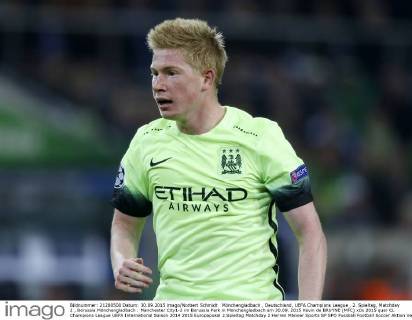 Mönchengladbach , Deutschland, UEFA Champions League , 2. Spieltag, Matchday 2 , Borussia Mönchengladbach : Manchester City1-2 im Borussia Park in Mönchengladbach am 30.09. 2015 Kevin de BRUYNE (MFC)