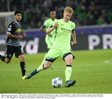 Mönchengladbach , Fussball, UEFA Champions League, Saison 2015 2016, Borussia Mönchengladbach vs Manchester City FC, 30.09.2015, Borussia Park, Mönchengladbach, Kevin de Bruyne, Manchester City FC, Aktion, Einzelbild