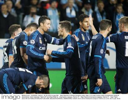 Real Madrids Cristiano Ronaldo jublar efter 1-0 malet during UEFA CHAMPIONS LEAGUE 2015 2016 match between Malmö FF and Real Madrid.. Champions League, Malmö FF - Real Madrid Champions League, Malmö FF - Real Madri 2015-09-30 xNILSSONxDANIELx AB88030461