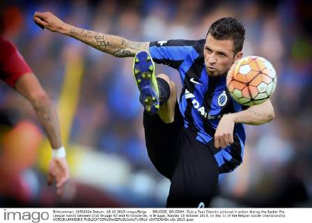- BRUGGE, BELGIUM: Club s Tuur Dierckx pictured in action during the Jupiler Pro League match between Club Brugge KV and KV Oostende, in Brugge, Sunday 18 October 2015, on day 11 of the Belgian soccer championship. YORICKxJANSENS x04723648x