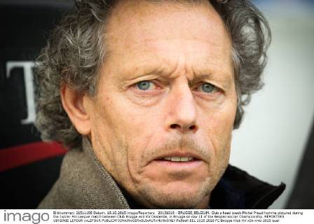 20151018 - BRUGGE;BELGIUM: Club s head coach Michel Preud homme pictured during the Jupiler Pro League match between Club Brugge and KV Oostende, in Brugge on day 11 of the Belgian soccer Championship. REPORTERS VIRGINIE LEFOUR xxLEFOUR