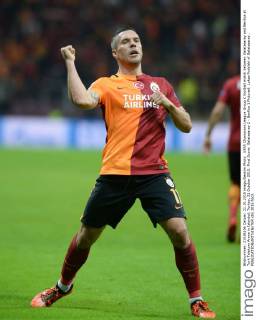 UEFA Champions League Group C football match between Galatasaray and Benfica at Turk Telekom Arena in Istanbul, Turkey, 21 October 2015. Final Score: Galatasaray 2 - Benfica 1 Pictured: Lukas Podolski of Galatasaray .