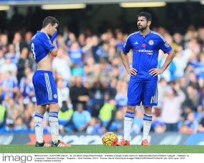 Chelsea s Diego Costa looks on dejected Barclays Premier League - Chelsea vs Liverpool - Stamford Bridge - England - 31st October 2015 - Picture David Klein Sportimage EDITORIAL USE ONLY. No use with unauthorised audio, video, data, fixture lists, club league logos or live services. Online in-match use limited to 120 images, no video emulation. No use in betting, games or single club league player publications.