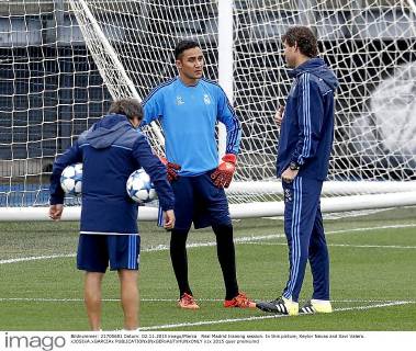 Real Madrid training session. In this picture, Keylor Navas and Xavi Valero. xJOSExA.xGARCIAx 