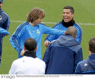 Real Madrid training session. In this picture, Modric and Cristiano Ronaldo. xJOSExA.xGARCIAx 