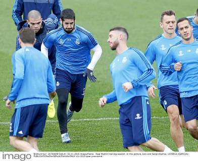 Real Madrid training session. In this picture, Isco and Sergio Ramos. xJOSExA.xGARCIAx 