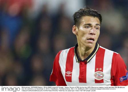 Hector Moreno of PSV during the UEFA Champions League match between PSV Eindhoven and VfL Wolfsburg on November 3, 2015 in Eindhoven, The Netherlands. PSV v VfL Wolfsburg UEFA Champions League 2015 2016 xVIxxIVx 4555482