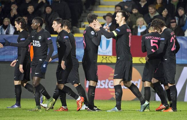 Malmoe Sweden 2015-11-25 Champions League 2015 16 Malmö FF(SWE) vs PSG(F) Zlatan Ibrahimovic(PSG) second goal Di Maria - 4.04937160