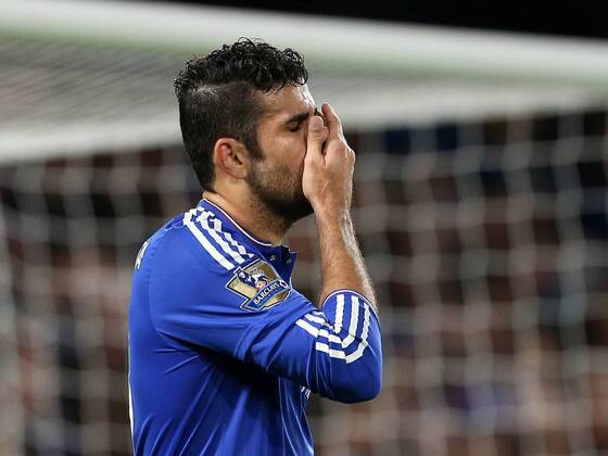 Chelsea s Diego Costa looks on dejected Barclays Premier League - Chelsea v AFC Bournemouth - Stamford Bridge - England - 5th December 2015 - Picture David Klein Sportimage EDITORIAL USE ONLY. No use with unauthorised audio, video, data, fixture lists, club league logos or live services. Online in-match use limited to 120 images, no video emulation. No use in betting, games or single club league player publications.