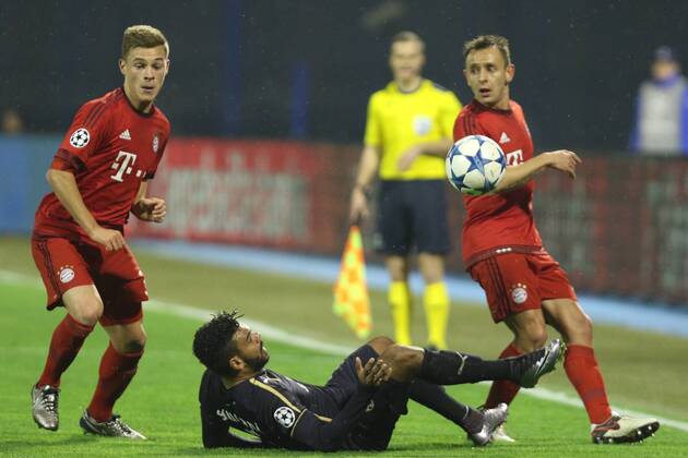 Zagreb, 09.12.2015., Stadion Maksimir, Champions League, group F, GNK Dinamo Zagreb (blue) 0-2 FC Bayern (red) Hilal SOUDANI (2) and Joshua KIMMICH (32), RAFINHA (13)