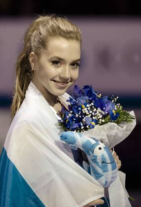 Dec. 12, 2015 - Russia s ELENA RADIONOVA, Bronze medallist in the Ladies competition of the 21st ISU Grand Prix of Figure skating Eiskunstlauf Final in Barcelona, poses for a photo - The ISU Grand Prix of Figure Skating Final, to be held jointly with the ISU Junior Grand Prix Final, is the crowning event of the Grand Prix Series circuit and the second most important event for the International Skating Union (ISU) after the World Championships. 21st ISU Grand Prix of Figure Skating Final - Day 3 - ZUMAo105