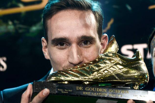 - LINT, BELGIUM: Gent s Sven Kums pictured during the 62nd edition of the Golden Shoe award ceremony, Wednesday 13 January 2016, in Lint AED studio. The Golden Shoe (Gouden Schoen Soulier d Or) is an award for the best soccer player of the Belgian Jupiler Pro League championship during the year 2015. DIRKxWAEM  x04773016x