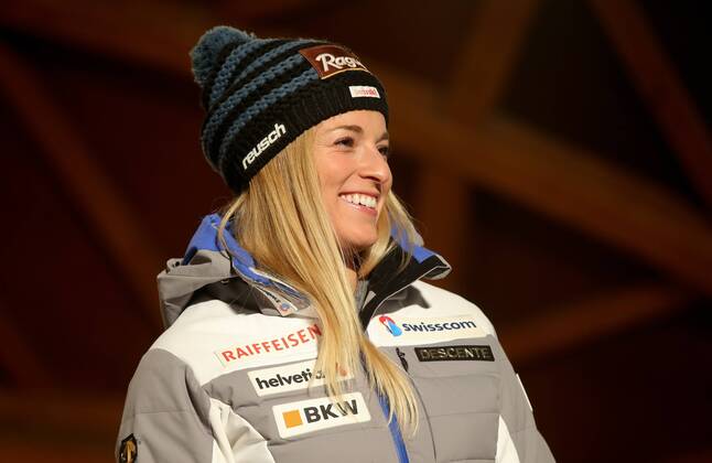 ALPINE SKIING - FIS WC Cortina d Ampezzo CORTINA D AMPEZZO,ITALY,23.JAN.16 - ALPINE SKIING - FIS World Cup, downhill, ladies, award ceremony. Image shows Lara Gut (SUI). GEPAxpictures xChristianxWalgram