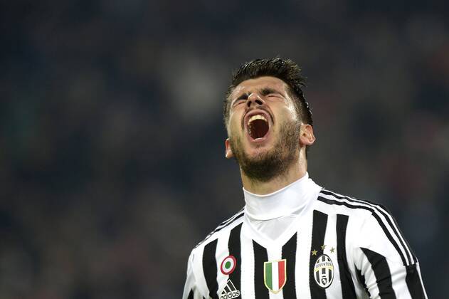 Alvaro Morata Juventus 2-0, goal celebration, Torino 27-01-2016, Juventus Stadium, Football Calcio 2015 2016 Coppa Italia, Juventus - Inter, filippoxalfero