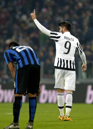 Alvaro Morata Juventus 2-0, goal celebration, Torino 27-01-2016, Juventus Stadium, Football Calcio 2015 2016 Coppa Italia, Juventus - Inter, filippoxalfero