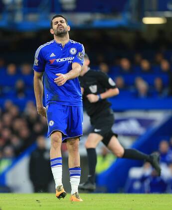 Chelsea s Diego Costa looks on dejected Barclays Premier League - Chelsea vs Manchester United ManU s - Stamford Bridge - England - 7th February 2016 - Picture David Klein Sportimage EDITORIAL USE ONLY. No use with unauthorised audio, video, data, fixture lists, club league logos or live services. Online in-match use limited to 120 images, no video emulation. No use in betting, games or single club league player publications.
