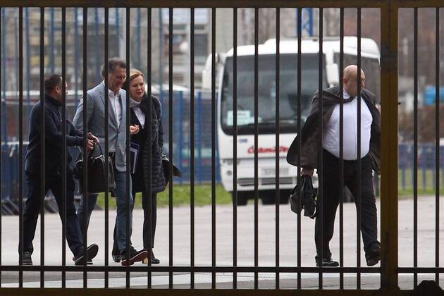 GNK Dinamo press conference PK Pressekonferenz 09.02.2016., Croatia, Zagreb - Arrival of members of GNK Dinamo in the premises of the club for the scheduled press conference. Zdravko Mamic wit his lawyers Jadranka Slokovic i Cedo Prodanovic. ZeljkoxLukunic PIXSELL