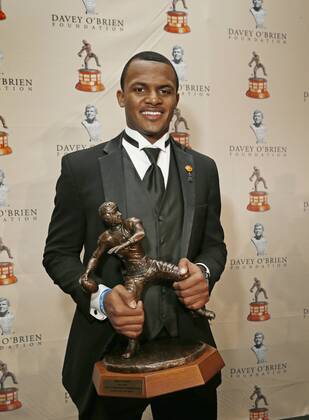 Feb. 15, 2016 - Fort Worth, TX, USA - The Davey O Brien Award to college football s top quarterback was presented to Deshaun Watson, from Clemson, on Monday, Feb. 15, 2016, at the Fort Worth Club in Fort Worth, Texas. Deshaun Watson wins Davey O Brien award - ZUMAm67_