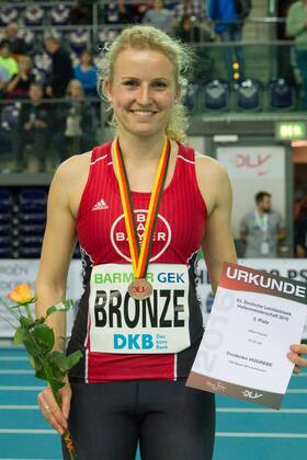 63. Deutsche Hallenmeisterschaften; Leipzig, 28.02.2016 Frederike Hogrebe (TSV Bayer 04 Leverkusen), 63. Deutsche Hallenmeisterschaften am 28.02.2016 in der Arena Leipzig, Leipzig (Deutschland). xdfx