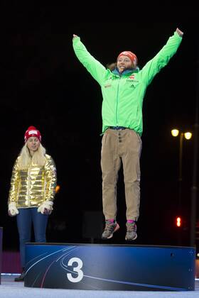 05.03.2016. Oslo Holmenkollen, Oslo, Norway. IBU Biathlon World Cup. Day One. Laura Dahlmeier of Germany third place winner of ladies 7.5km at the medal ceremony during the IBU World Championships Biathlon in Holmenkollen Oslo, Norway. xNigelxWaldronx  ActionPlus11715016